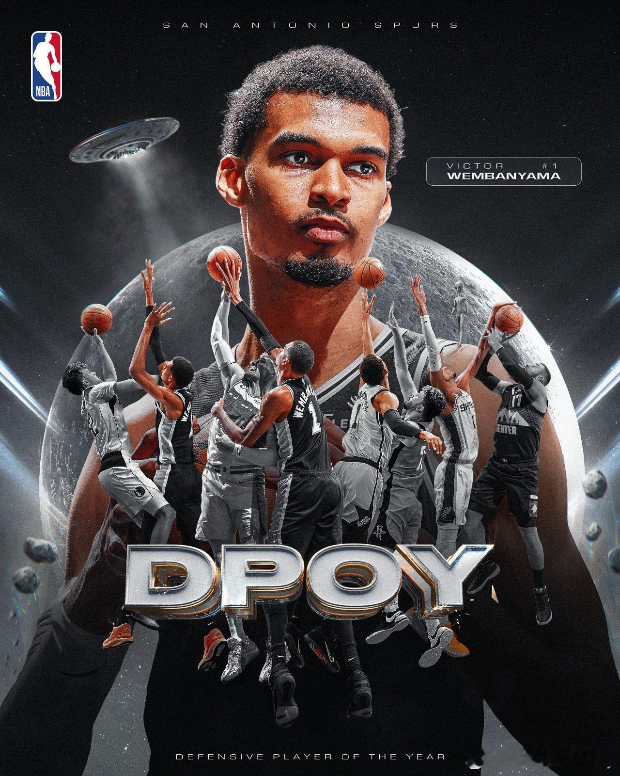 创造历史！文班亚马获得2025-26赛季NBA年度最佳防守球员👽NBA历史上唯