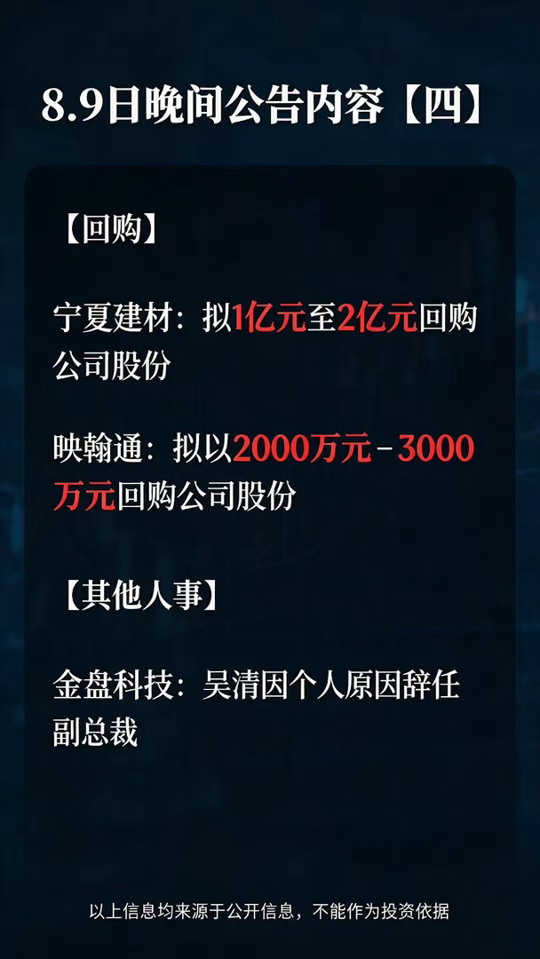 8.9日晚间重要公告8 月9 日晚间一批上市公司公告出炉。摩尔线程上半年营收大增