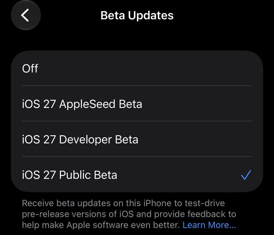 苹果已发布iOS27.0公测版、macOS 27.0公测版了，需要的可以直接升级