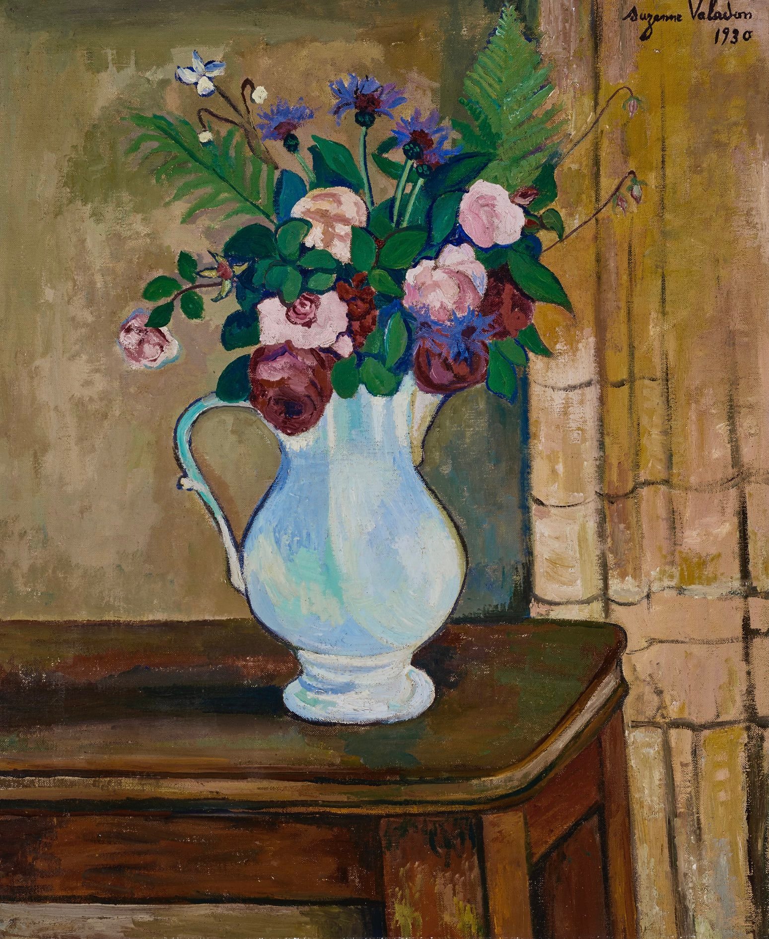 玫瑰和蕨类植物，1930年，法国画家Suzanne Valadon 