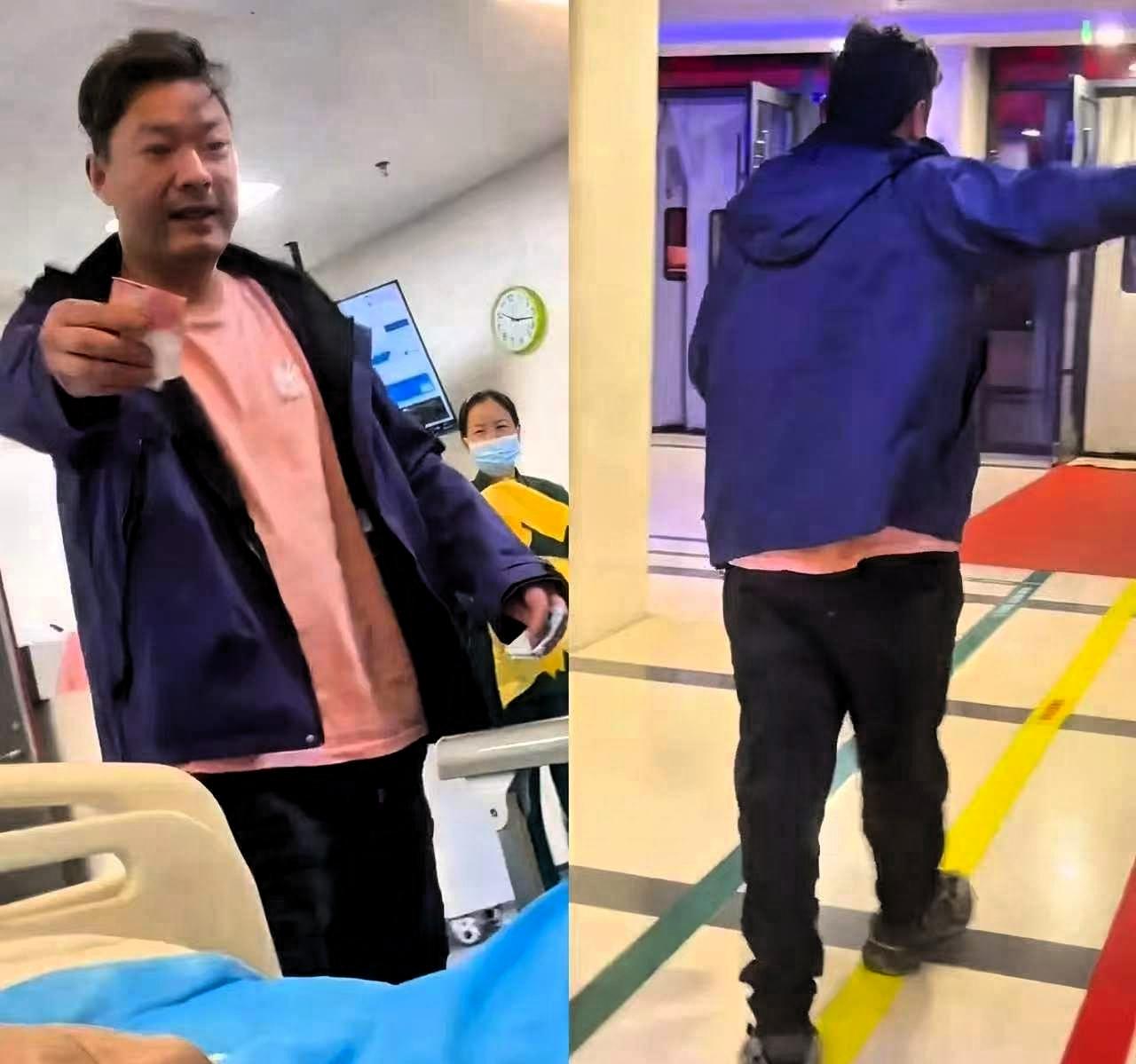 江苏宿迁，一位大哥醉酒挂点滴时，看到对面病床上一个小女孩也在挂点滴，大哥心疼小女