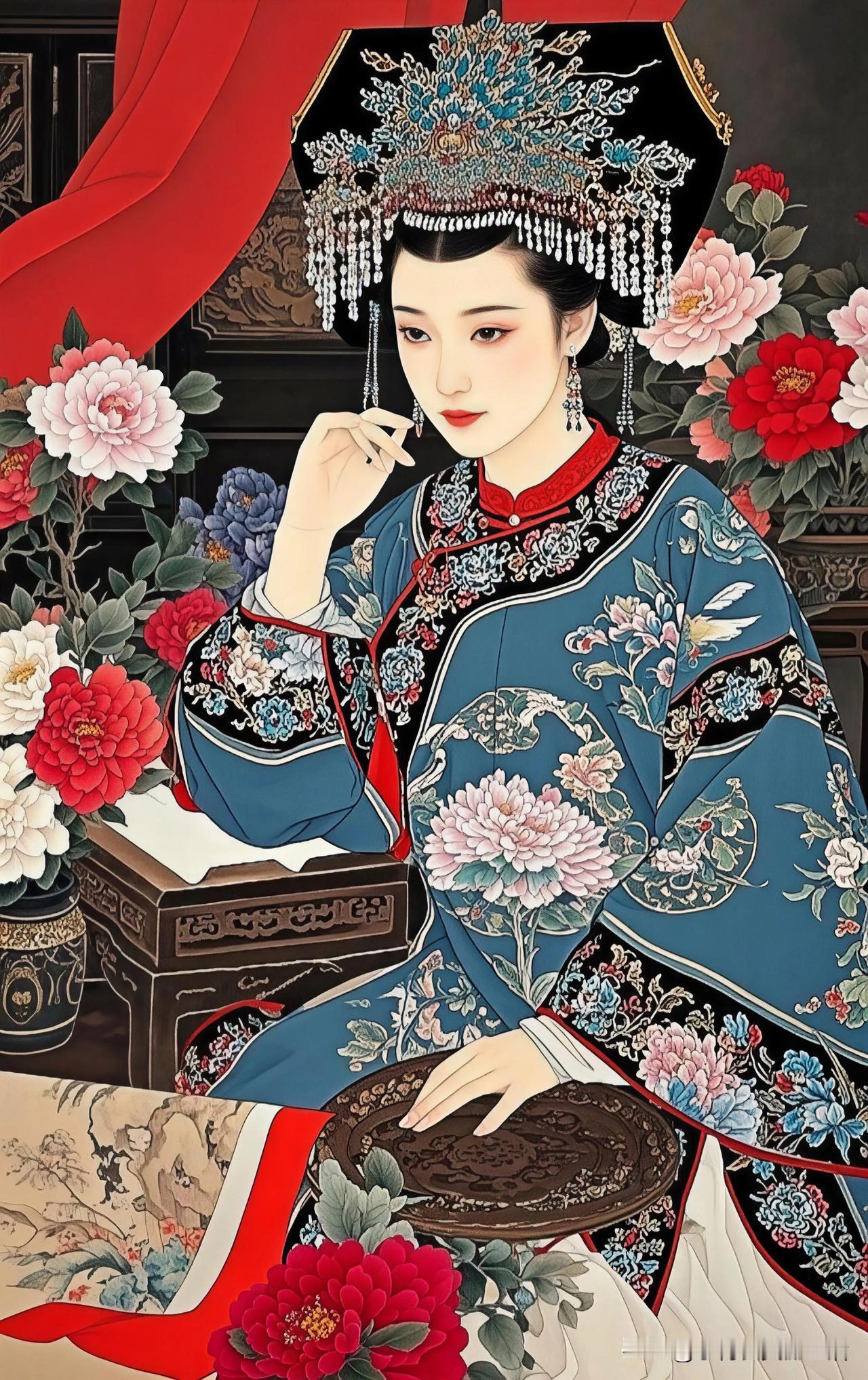 红袖添香夜，玉人弄墨时。