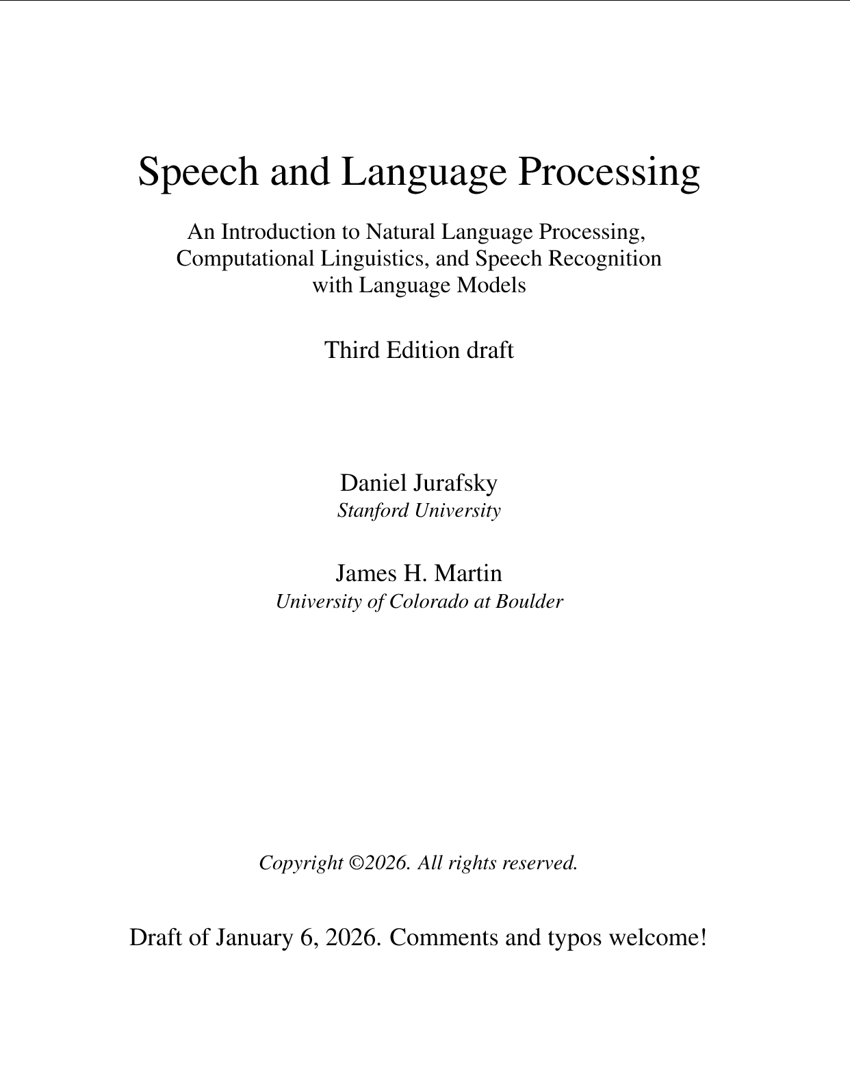 电子书《Speech and Language Processing》（语音与语