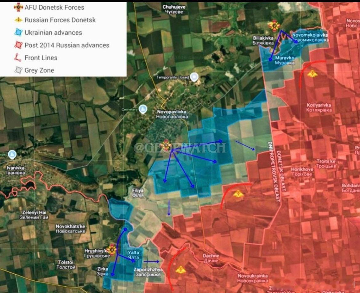 🇺🇦🇷🇺乌克兰在科马尔/诺沃帕夫利夫卡战线解放了 15.34平方英里土地