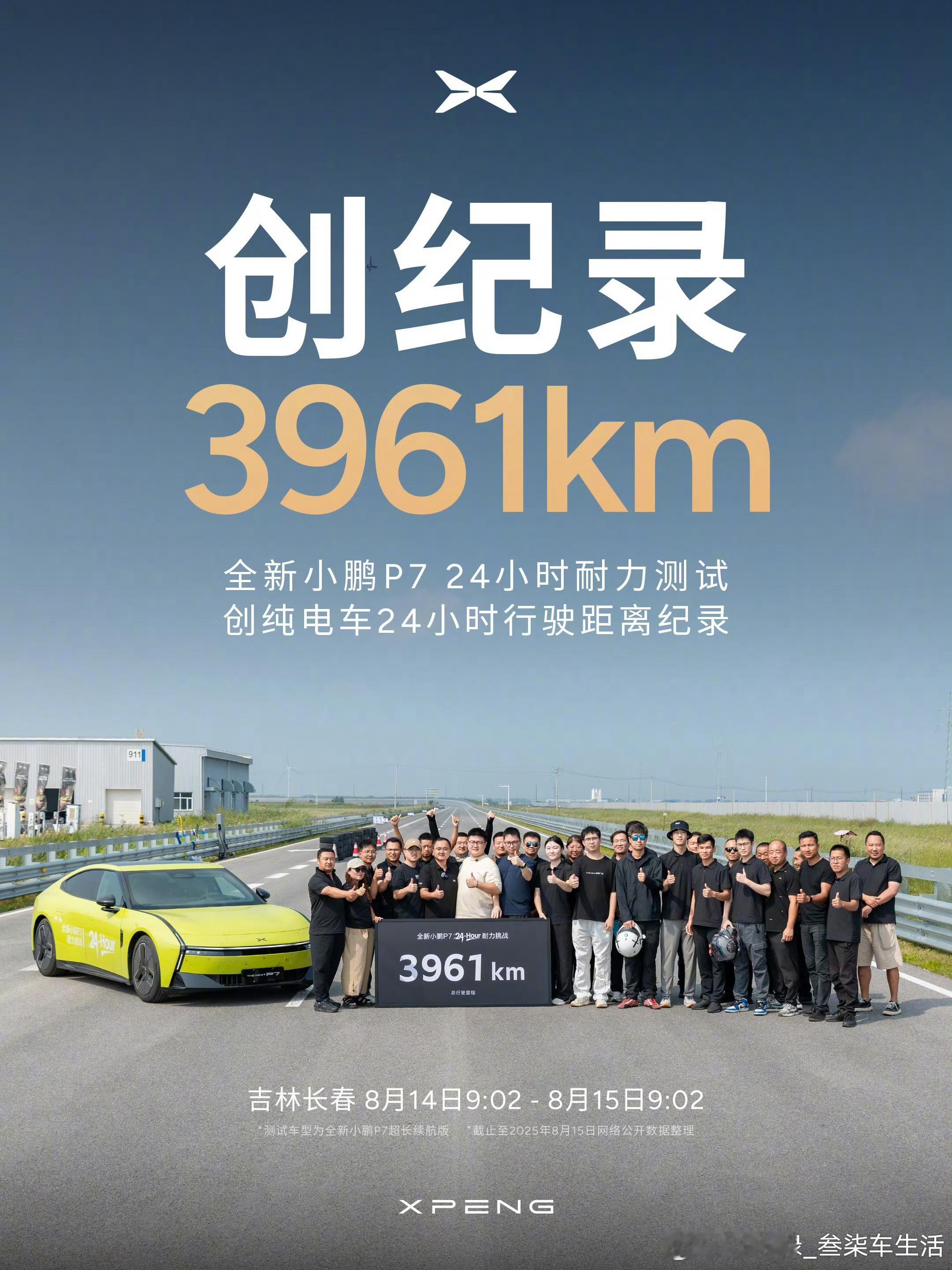 小鹏新P7创记录[666]小鹏汽车[超话]小鹏P7创24小时耐力测试新纪录 ​​