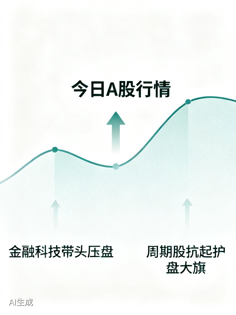 今日A股行情很反常，金融科技带头压盘，但周期股抗起护盘大旗，大致情况是这样的
