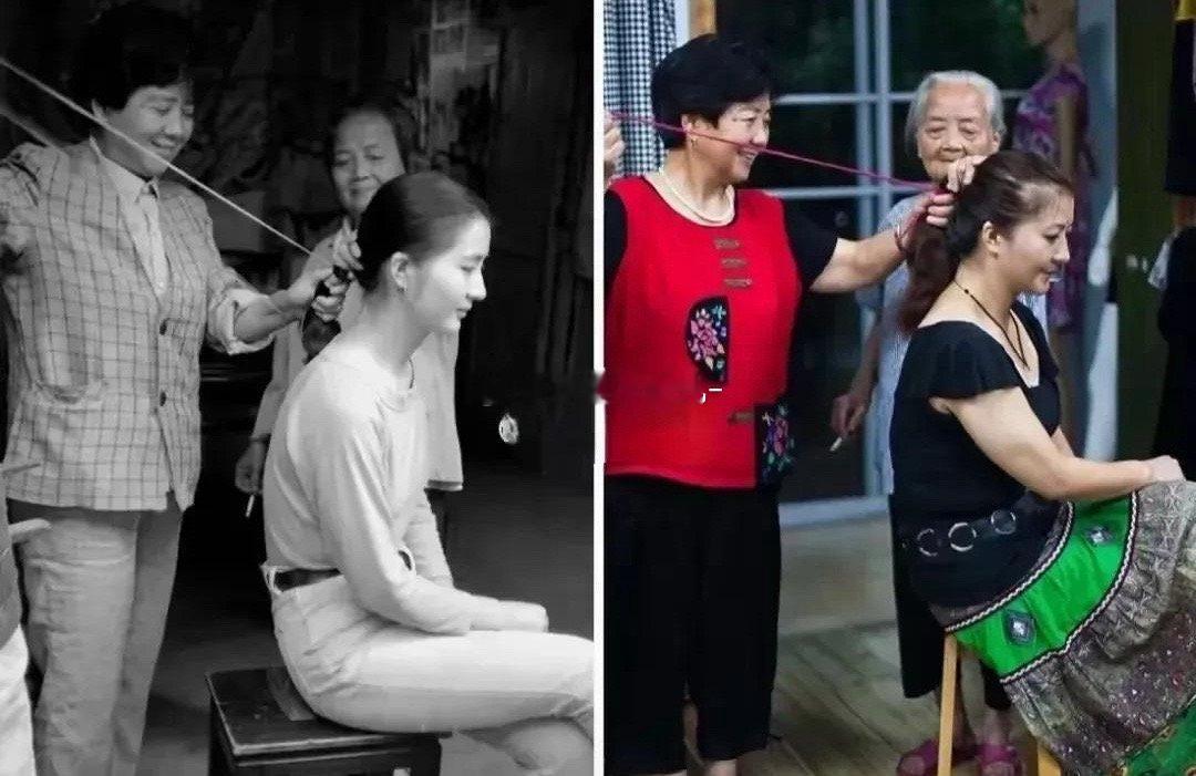 阿姨年轻时的侧脸好像刘亦菲，关键还生在这么幸福的家庭里，24年后还有妈妈和外婆给
