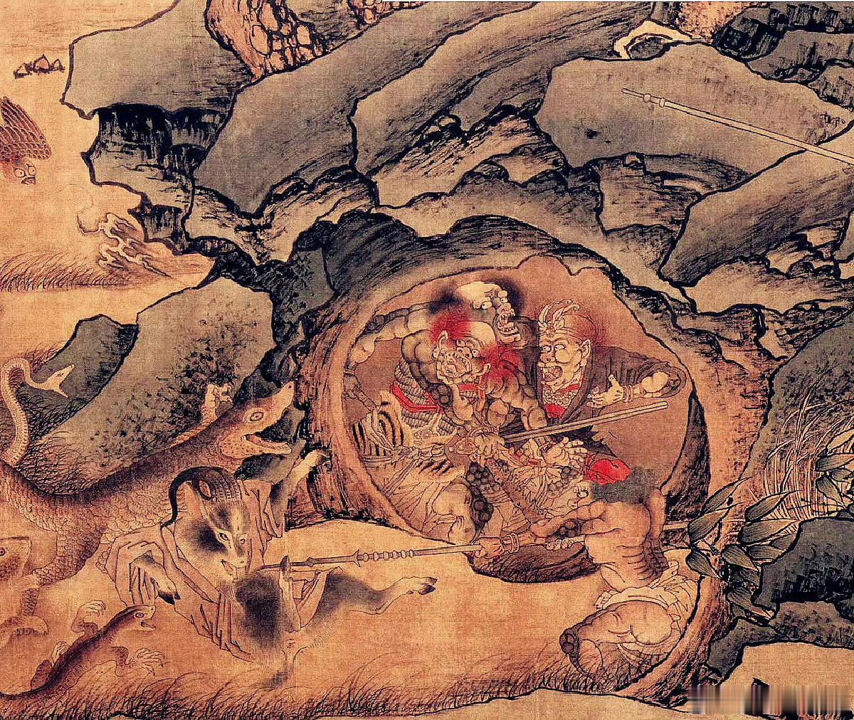 血色搜山记·默斋主人原创文艺性鉴赏散文古绢经年，晕开一派蜜色暖黄，柔光漫覆，绢帛