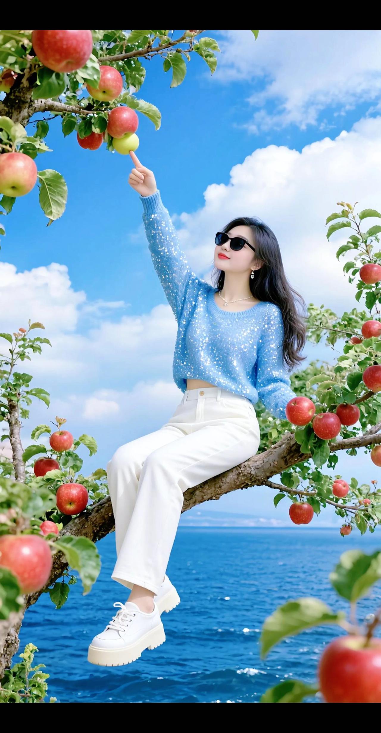 摘下苹果送给你 颜值姐姐