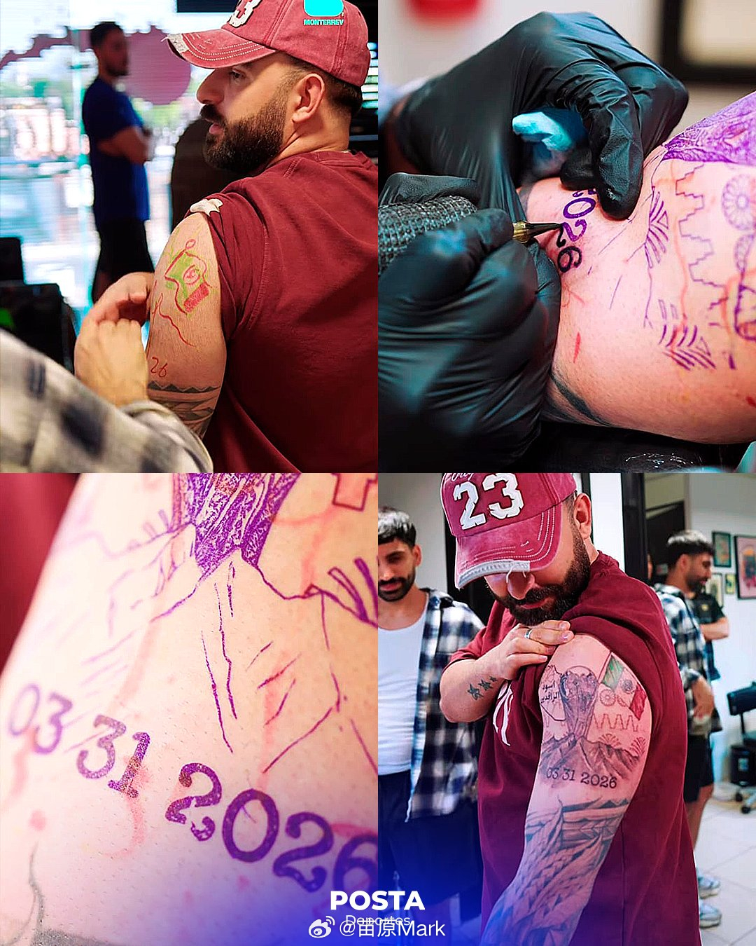 伊拉克球迷把墨西哥国旗和蒙特雷的塞罗德拉西拉山文在了自己的胳膊上，一辈子都不能忘