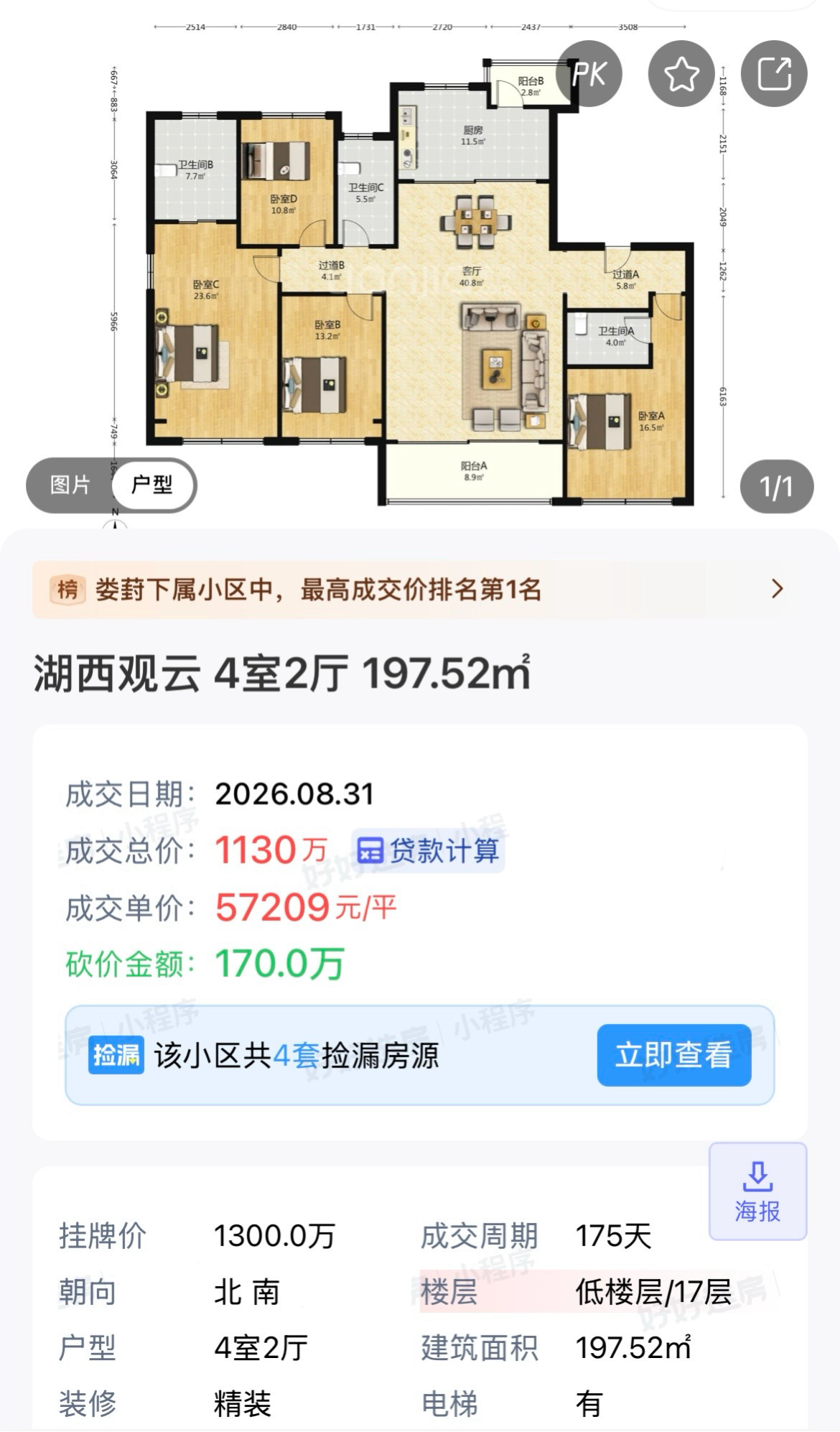 即便低楼层也能轻松成交，观云的霸主地位难以撼动。  ​​​