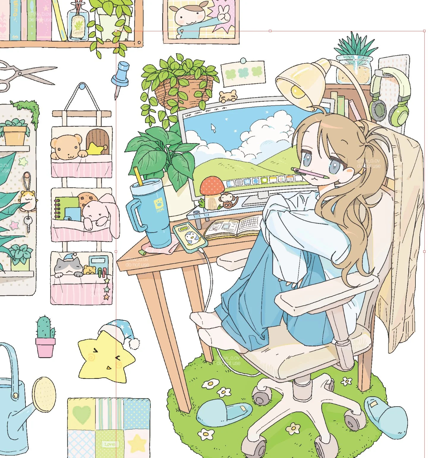 夏日企画壁纸头像插画师 스우（X：