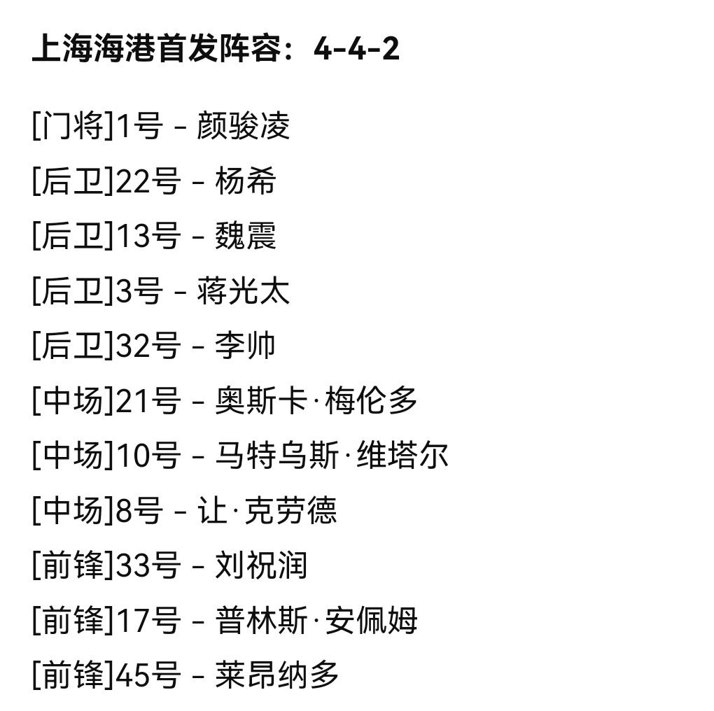 海港亚冠首发出炉！能否一雪前耻！亚冠已经连续13场不胜！后奥斯卡时代好像印象中没