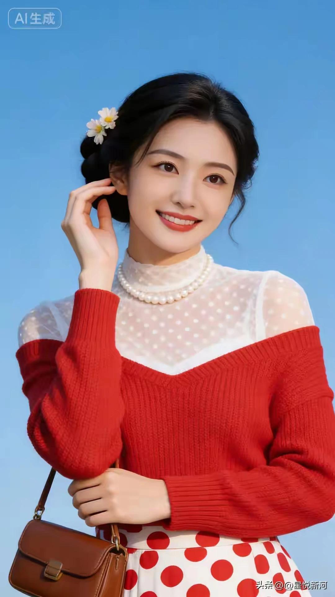 出水芙蓉。亭亭玉立。
眉清母秀，美若冠玉。
冰肌玉虎，明眸皓齿。
嫣然一笑，风情