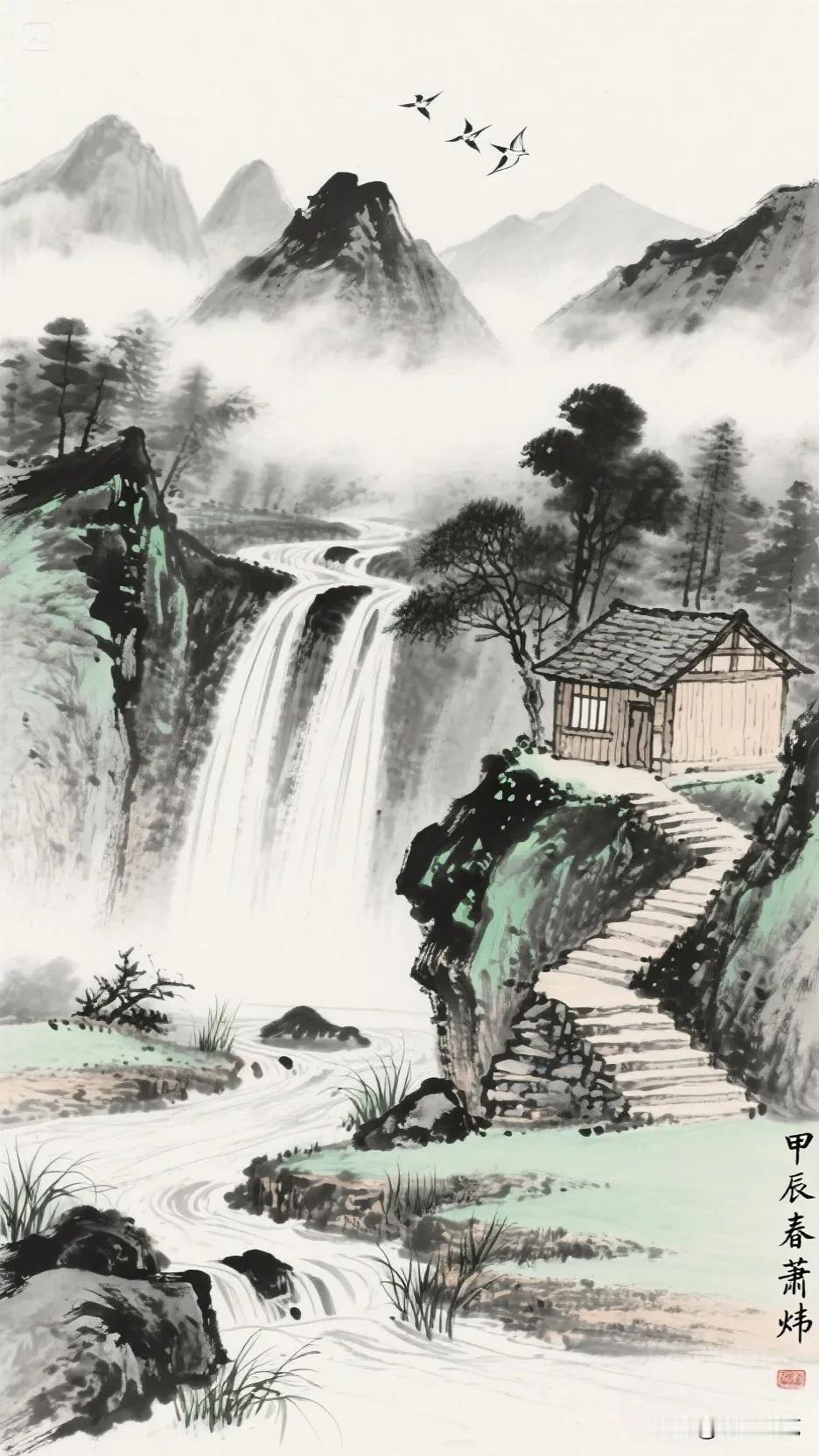 【中国画】山静云自闲，心远地自偏。春日生活打卡季 云深无归处 境清心静 什么是好