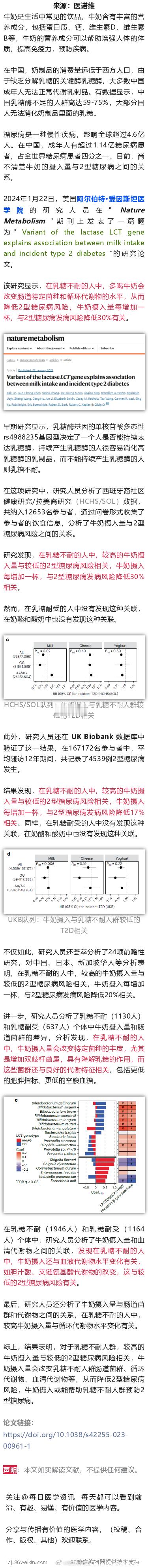 75%中国人乳糖不耐，这些人，多喝一杯牛奶，糖尿病风险或降低30%2024年1月