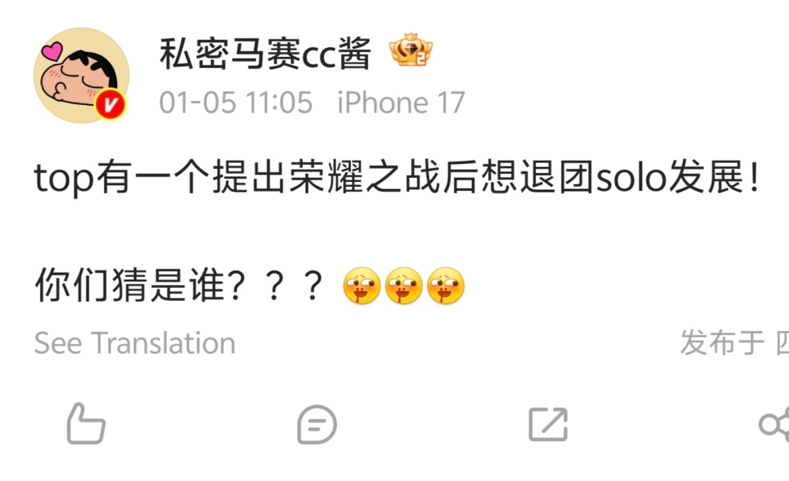 猜一下TOP谁想退团solo