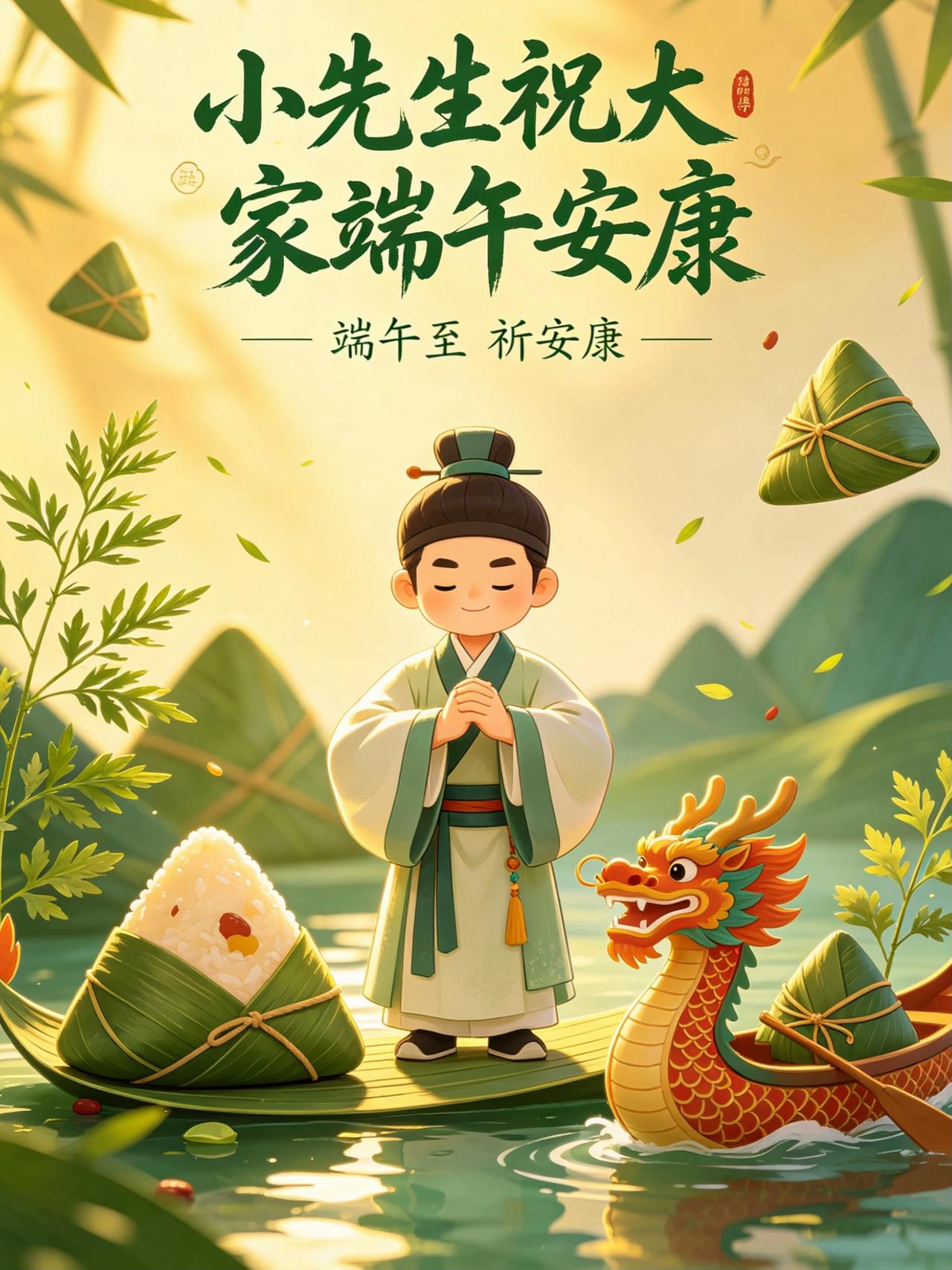 祝各位亲朋好友以及全网13.8万粉丝：三餐安稳，四季无忧，端午安康！[作揖][作
