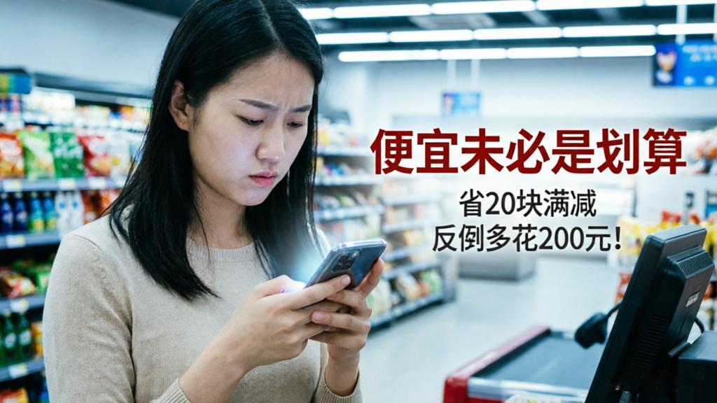 不少普通人踩坑：为省20块满减，反倒多花200元！便宜未必是划算
 
满减的热闹