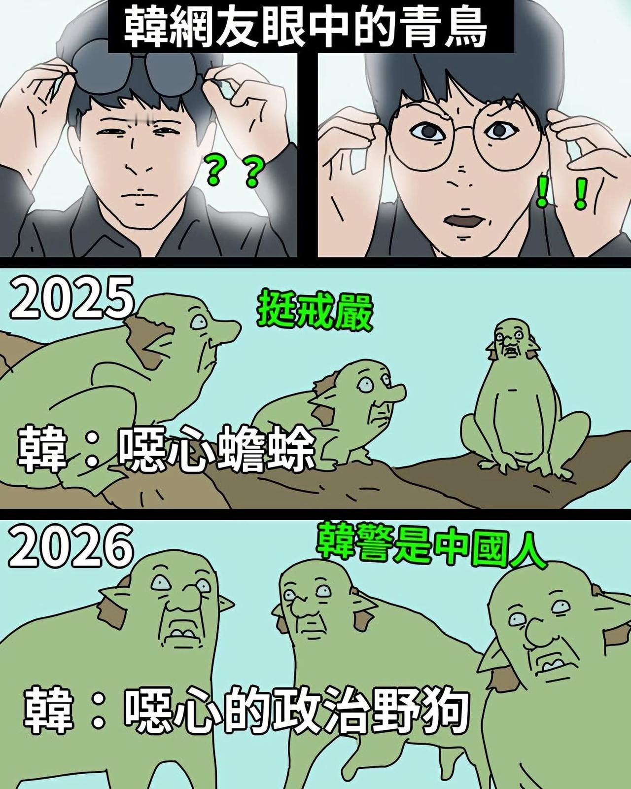 韩国人眼中的台独“青鸟”：“恶心的蟾蜍”和“恶心的政治野狗”[捂脸]