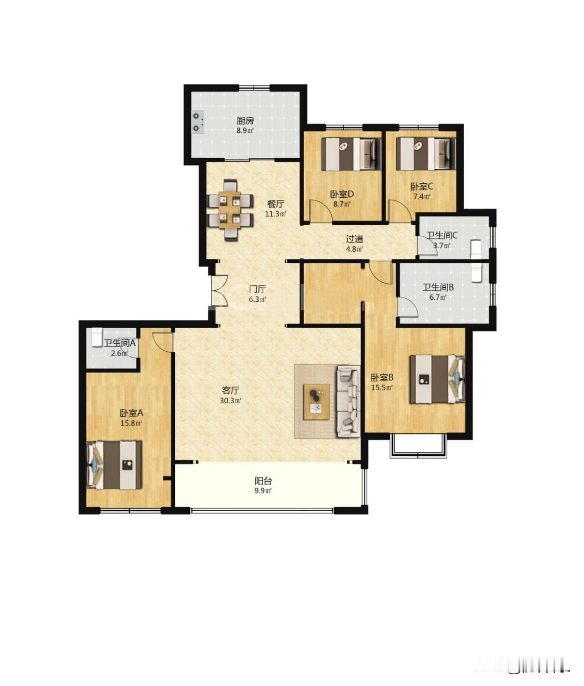 前浪拍在沙滩上。地产的魔幻让人无语啊。

十年前，这个190平的户型，可是收割有