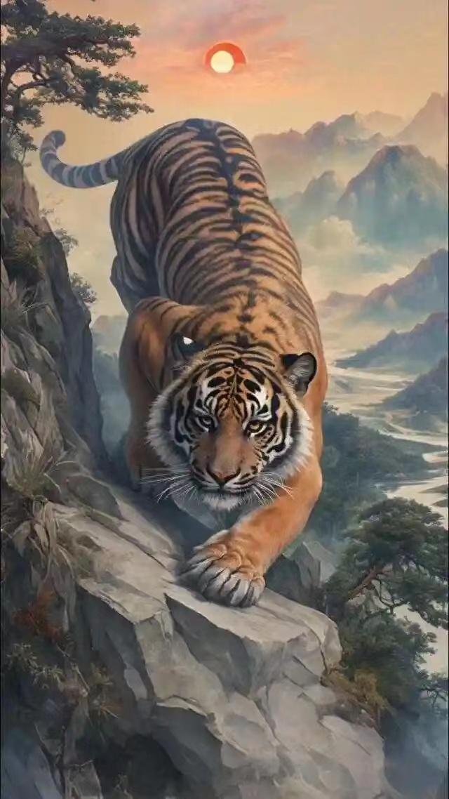 🐯丛林法则？不，我就是行走的法则！
利爪撕裂空气，肌肉在光影下游走，每一步都踏