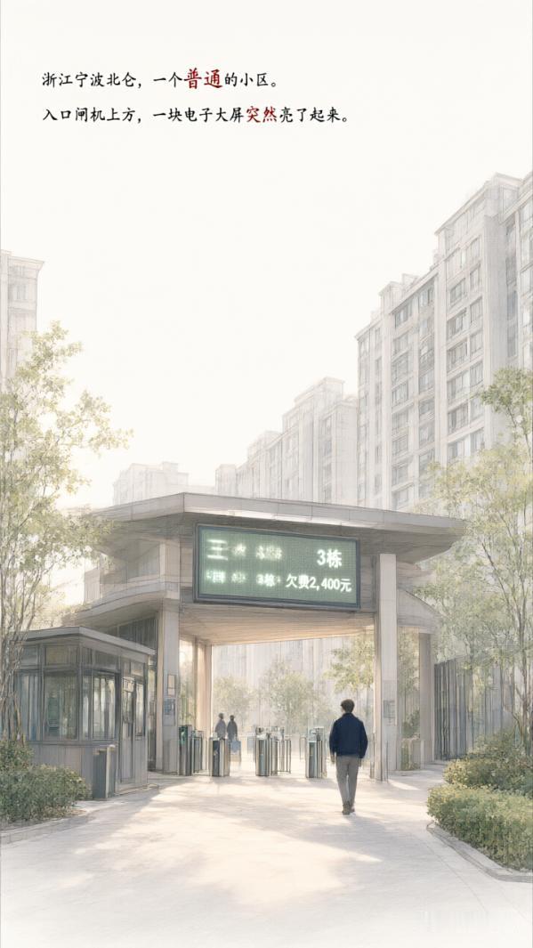 “太社死了！” 业主欠费死活不交钱，物业用电子屏滚动播放欠费业主的姓氏和楼栋。