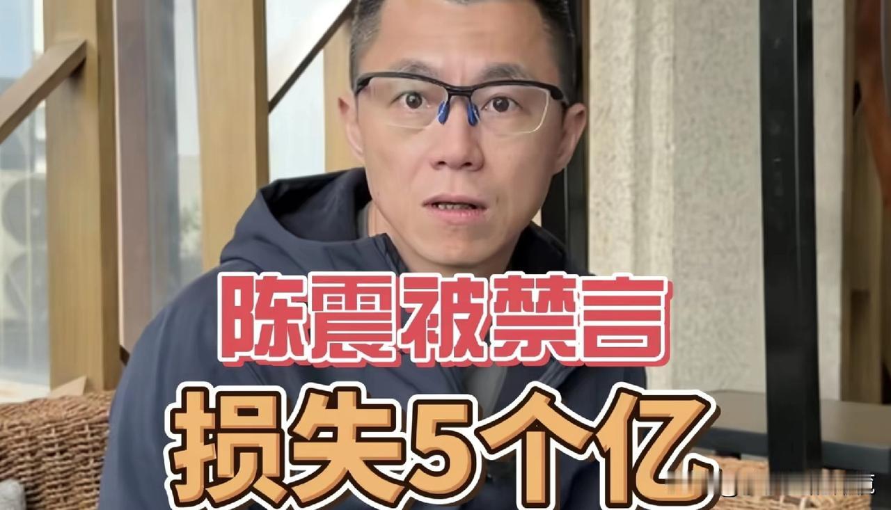 陈震被禁言，损失5个亿
陈震因为偷税漏税，账号被全网禁言，这件事儿你们都已经知道