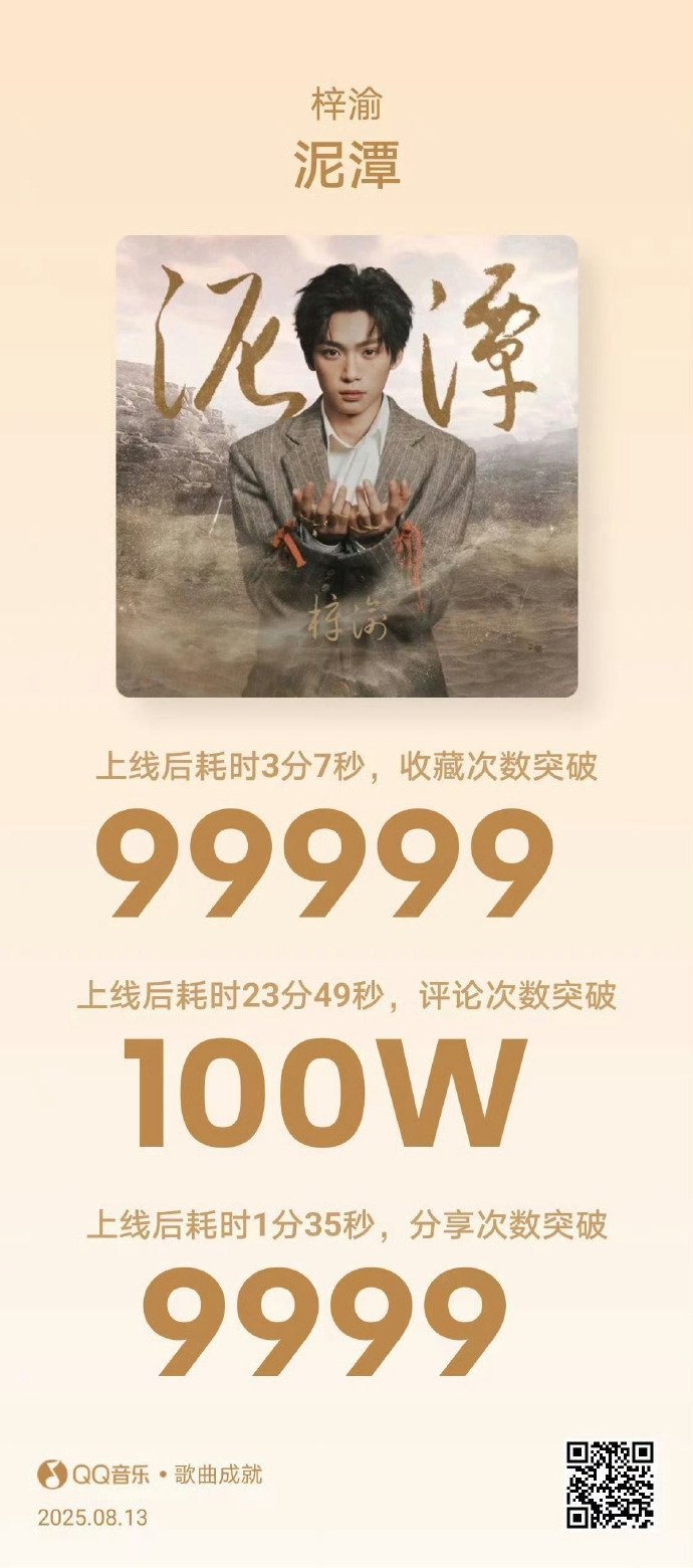 梓渝泥潭秒了梓渝新歌泥潭登Q音五榜TOP1 梓渝泥潭秒了，新歌《泥潭》登Q音五榜