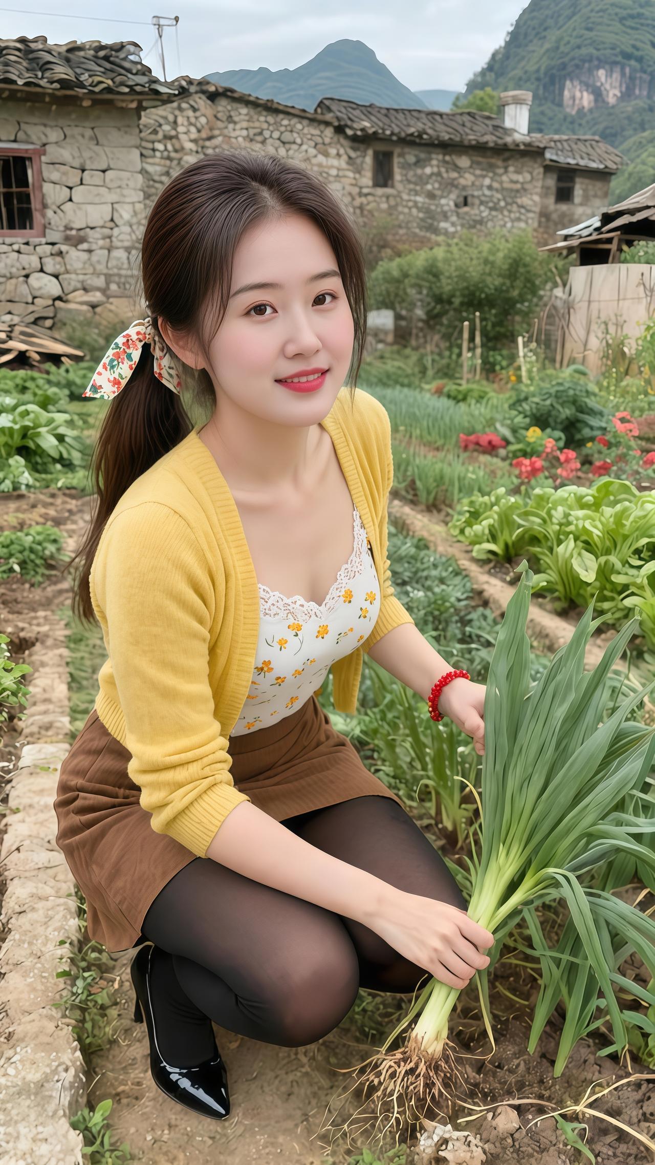 我的乡村生活 清纯甜美 农家菜园 摘菜