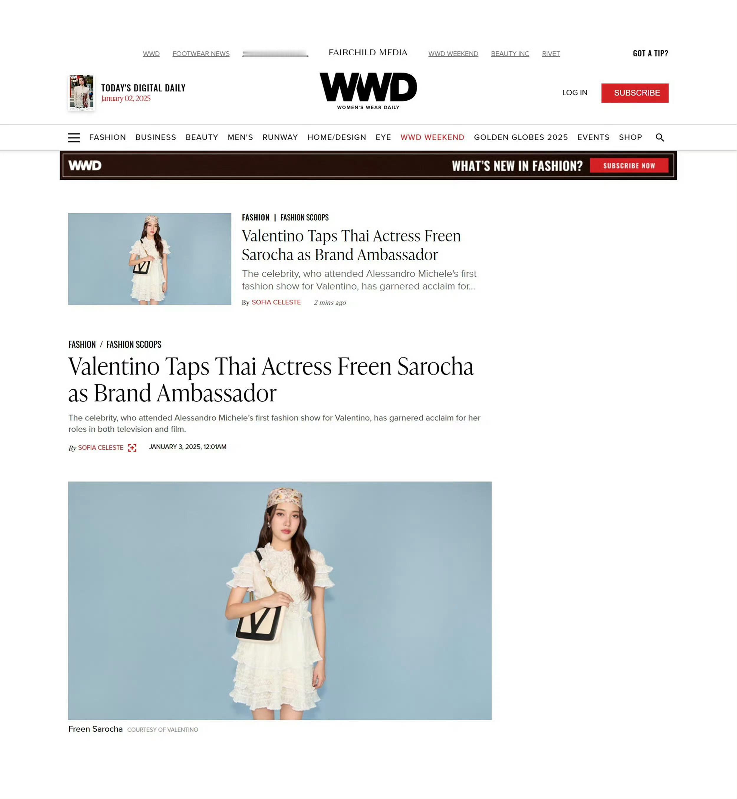 Freen  in  Valentino来自权威媒体 WWD 的最新消息 ，泰国