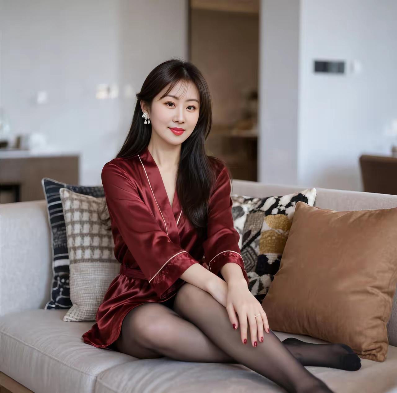 优雅红丝绒睡衣，居家慵懒时光养眼美照分享 ＃记录生活里的小美好＃