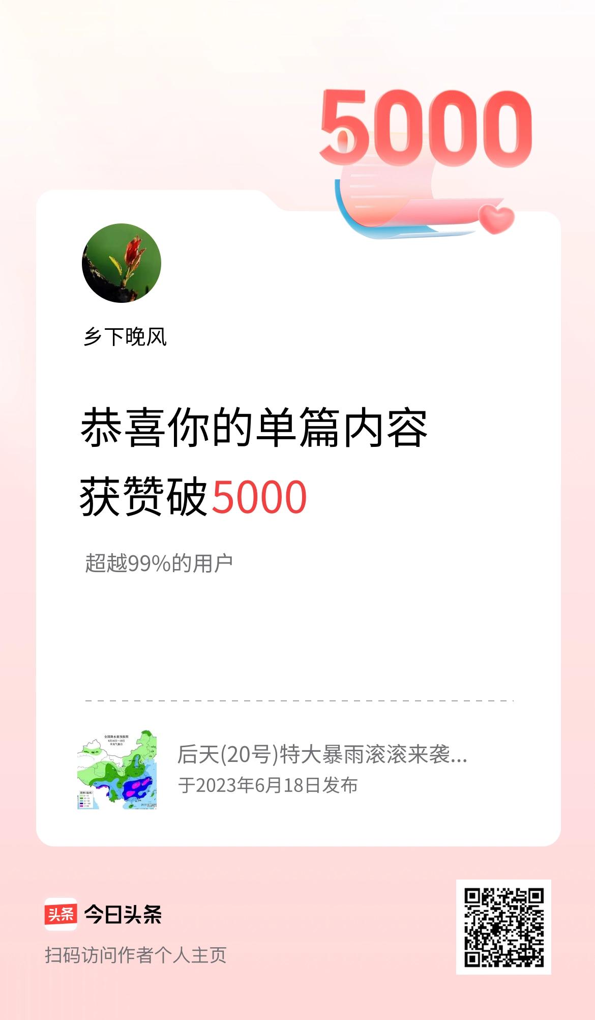 单篇内容获赞量破5000啦！
