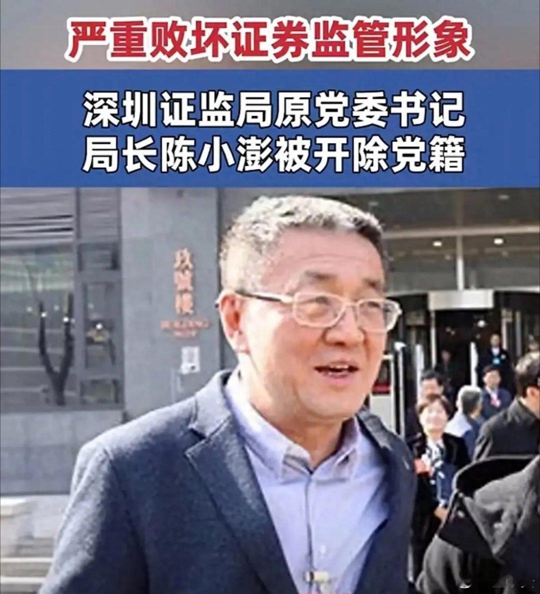 中国证监会深圳监管局原党委书记、局长陈小澎因新型隐性腐败、违规放贷、滥用职权非法
