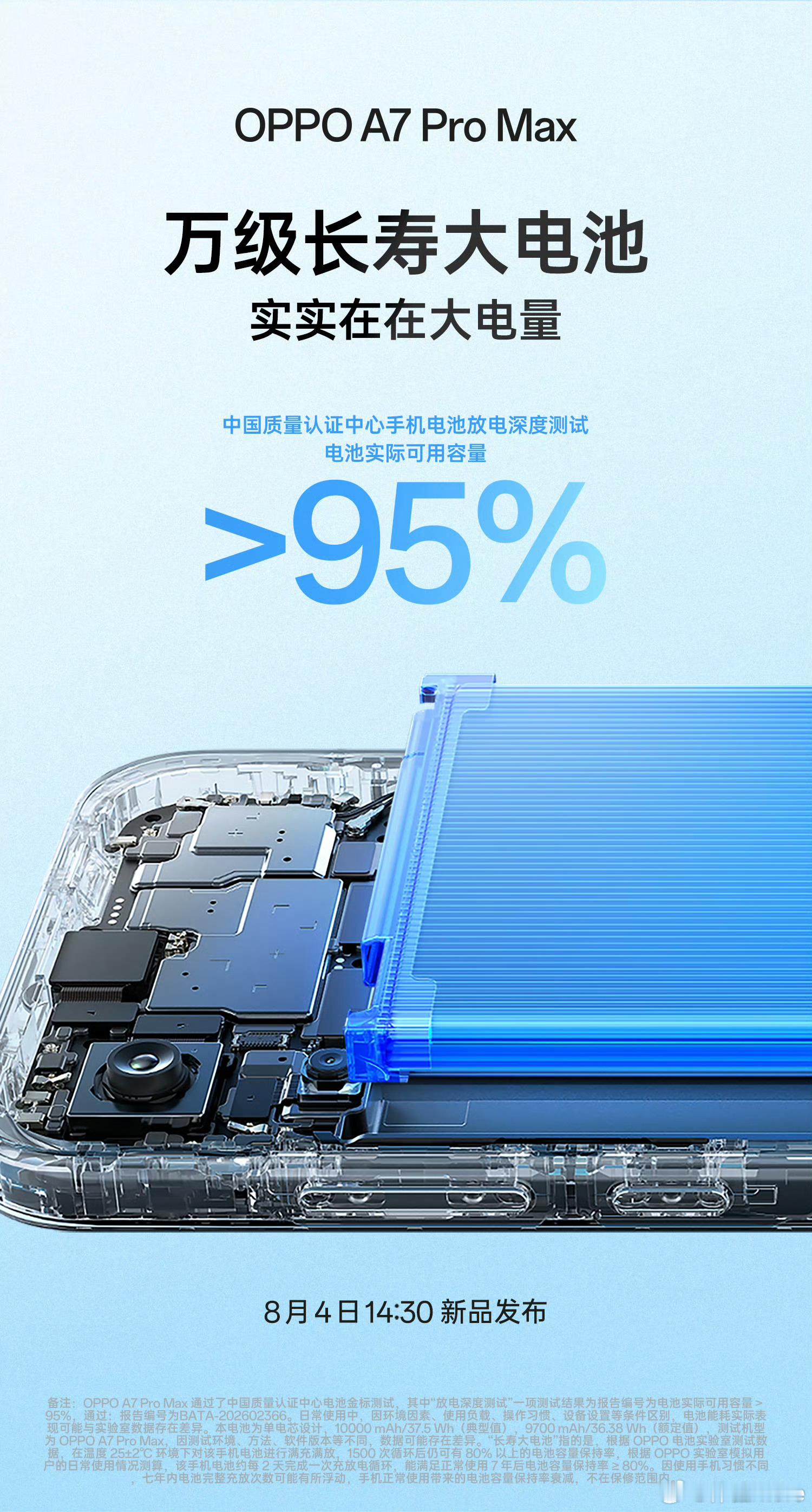 OPPO A7 Pro Max开始宣传电池实际可用容量了，不知道和极客湾的视频有
