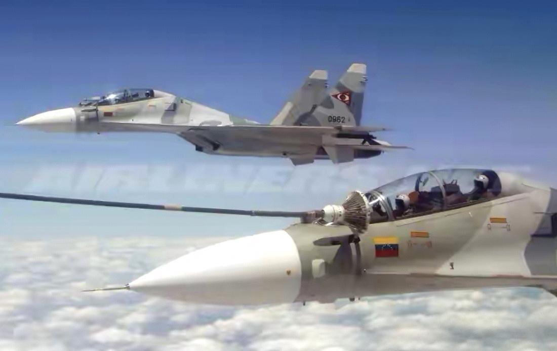 9月5日委内瑞拉空军2架苏-30战斗机飞越了美国海军在加勒比海的军舰编队。美.国