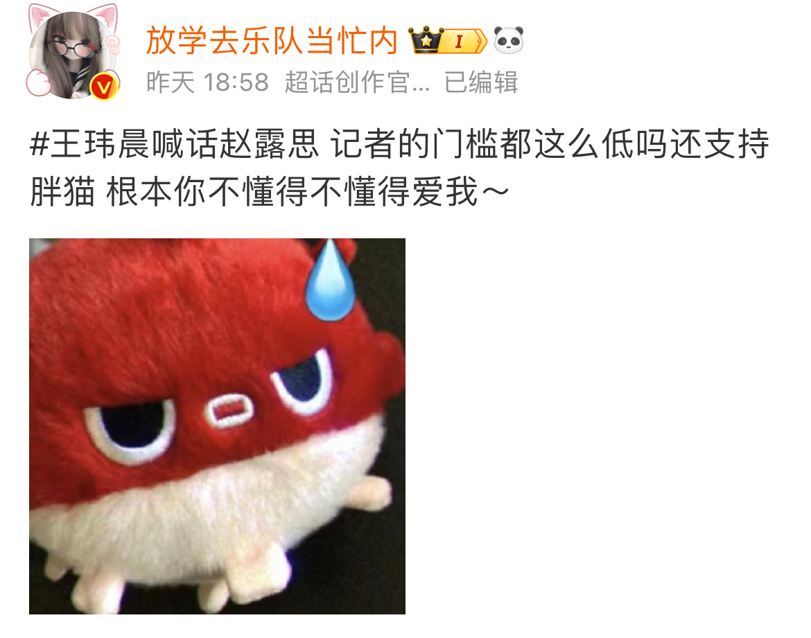 王玮晨向赵露思道歉 我不行了大滑跪来了，根本你不懂得不懂得爱我～ 