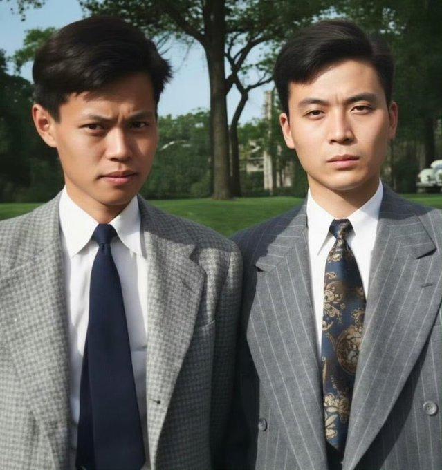 1949年，杨振宁（左）和邓稼先（右）两位科学巨匠年轻时在芝加哥大学
他们是中国