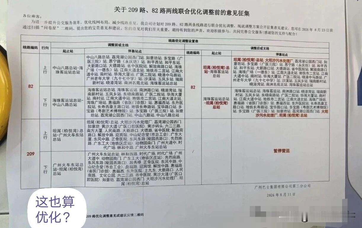 广州公交209路计划停运，即日起征集市民意见！
说它和82路重复，不如说和133