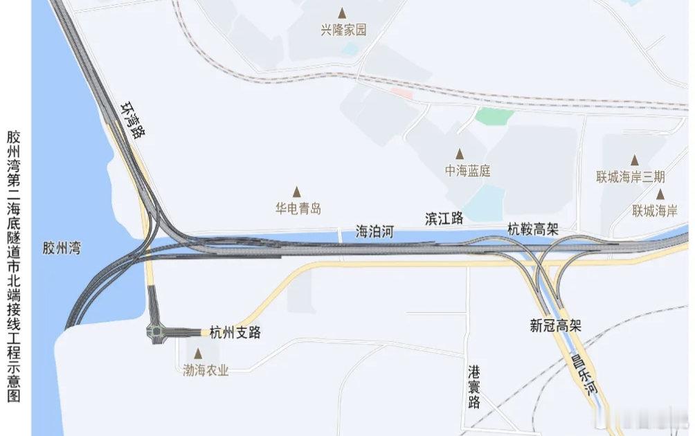 胶州湾第二海底隧道，从海里出来后，链接上环湾路和杭鞍高架，实现交通分流。相当于有