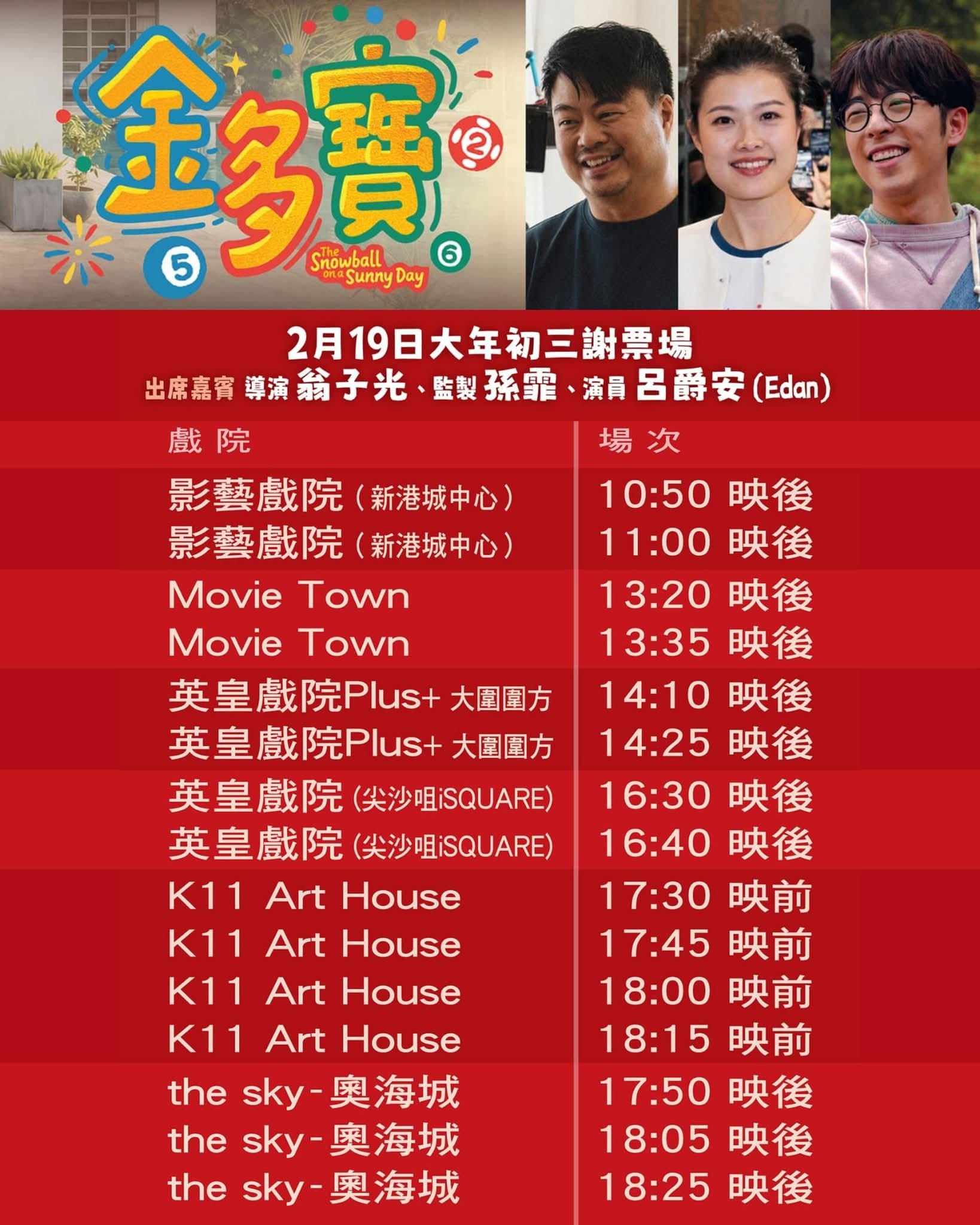 香港影讯 《夜王》《金多宝》《双喜》一连串活动，今年香港春节档电影数量真少。 