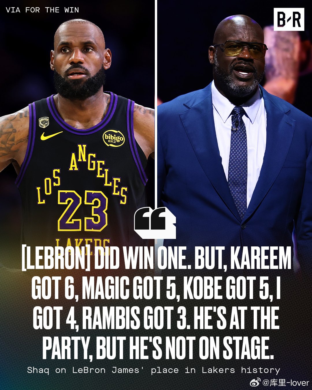NBA 奥尼尔并不认为勒布朗·詹姆斯能够跻身湖人队史上顶尖球星行列：“勒布朗值得