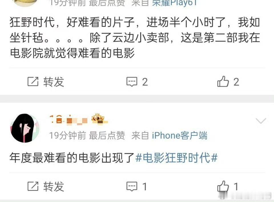 现在的感觉像是狂野时代上映时全网口碑崩塌 