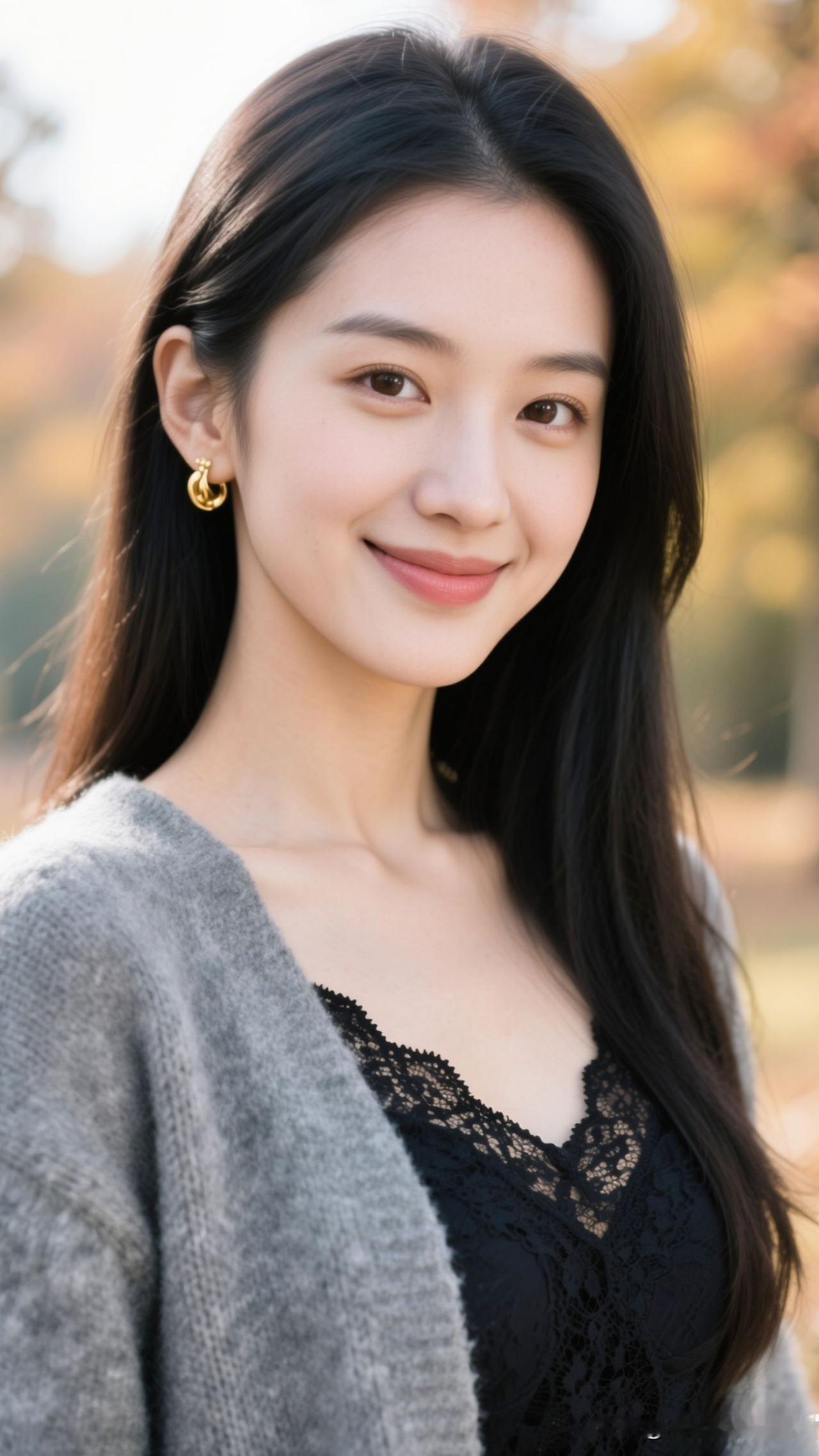 🍂 蕾丝缀着秋的柔，金环曳着光的诗，笑意漫开时，整个季节都暖成了治愈的糖罐。温