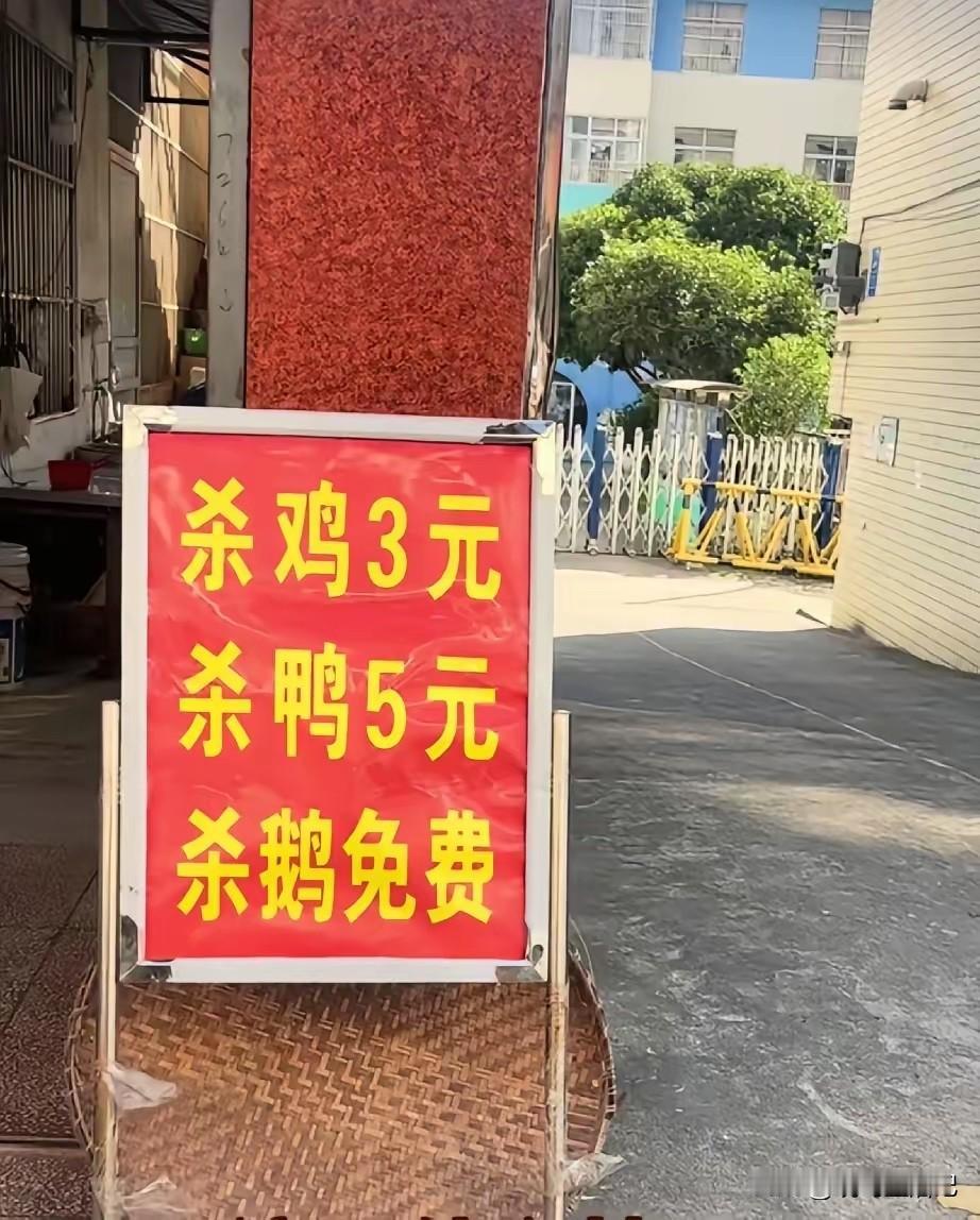 一只大鹅少说也要100多块吧，老板免费杀鹅不奇怪。