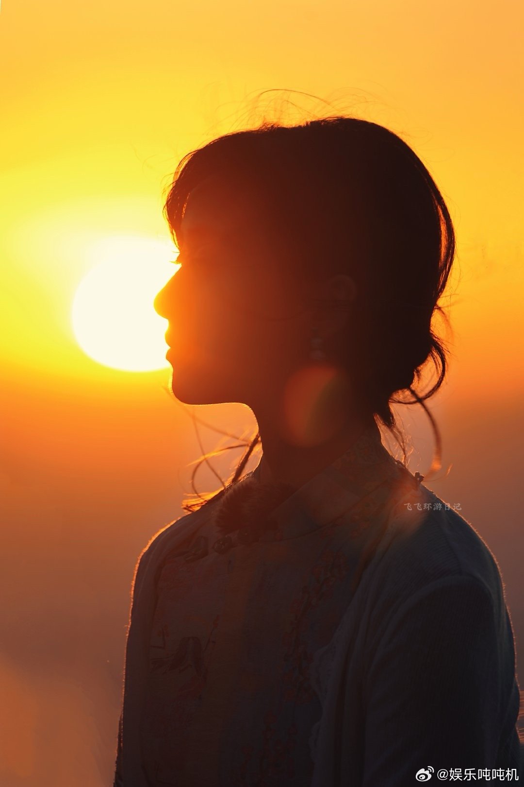 沈月路透夕阳下的氛围感 被沈月路透里夕阳下的模样狠狠拿捏住了！随性扎发，身着新中