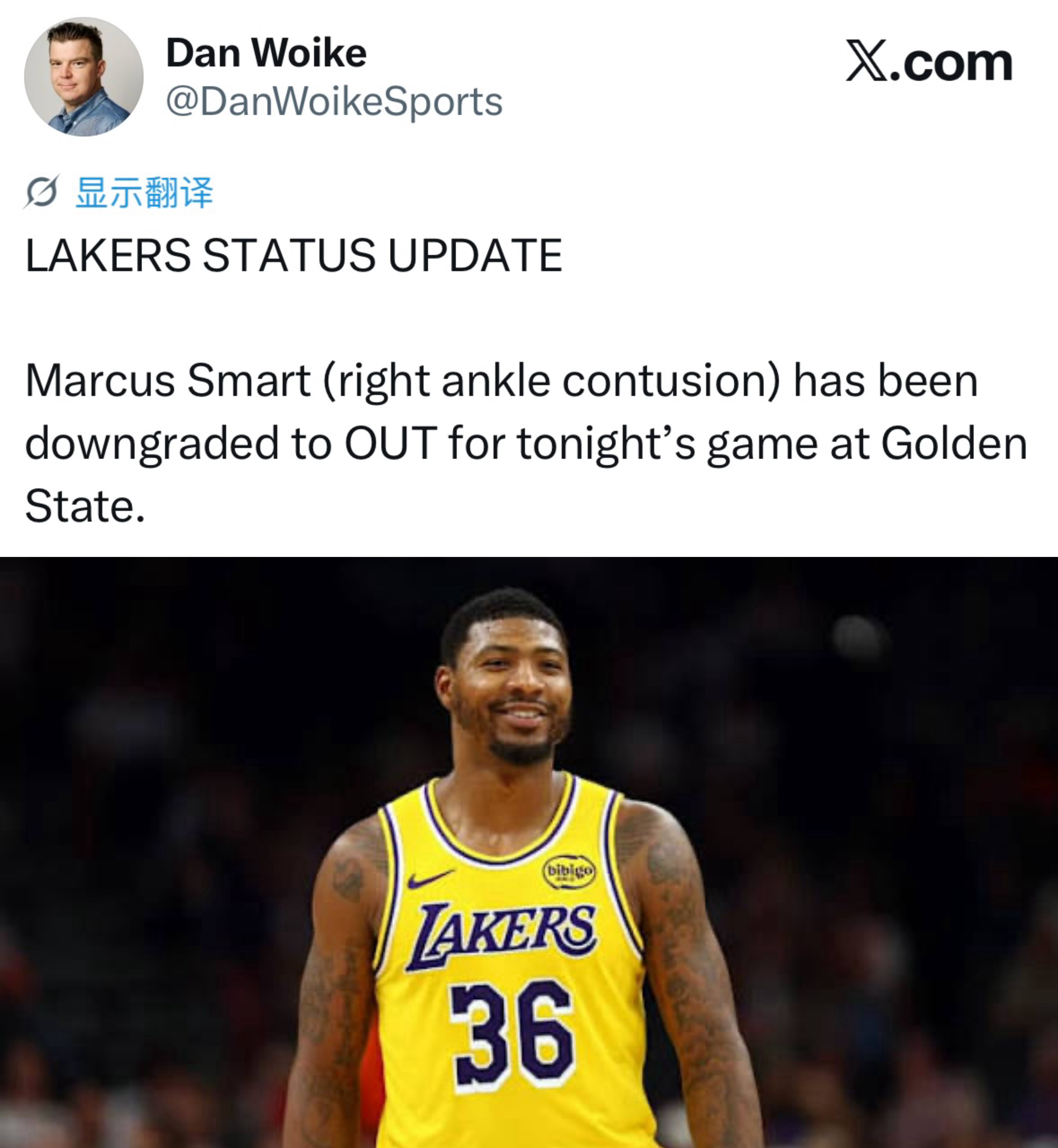 状态降级，斯马特（右踝关节挫伤）将缺席对阵勇士的客场比赛。 