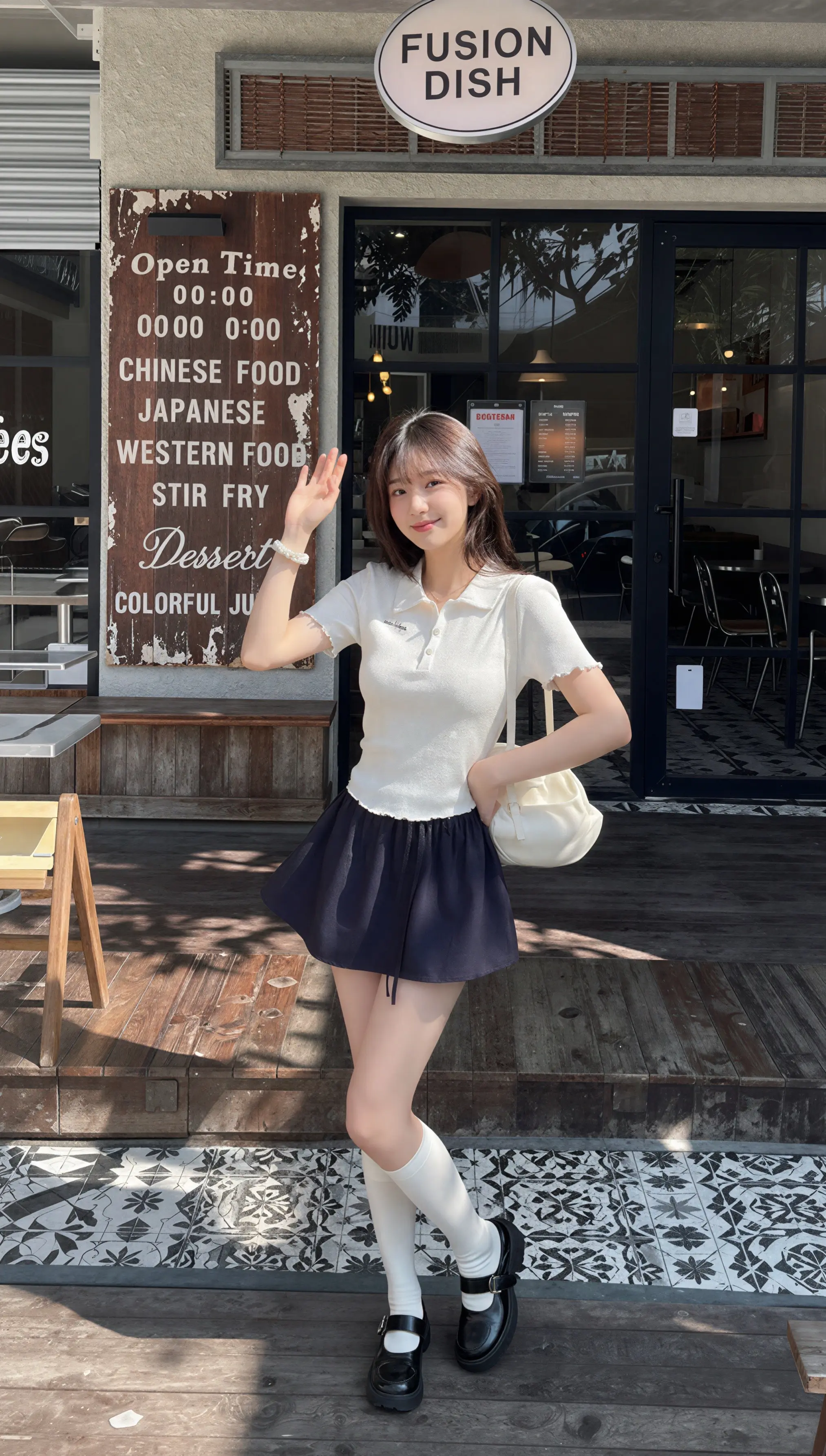 纯欲风蕾丝拼接修身显瘦短袖T恤女假两件学院风松紧腰半身裙裤