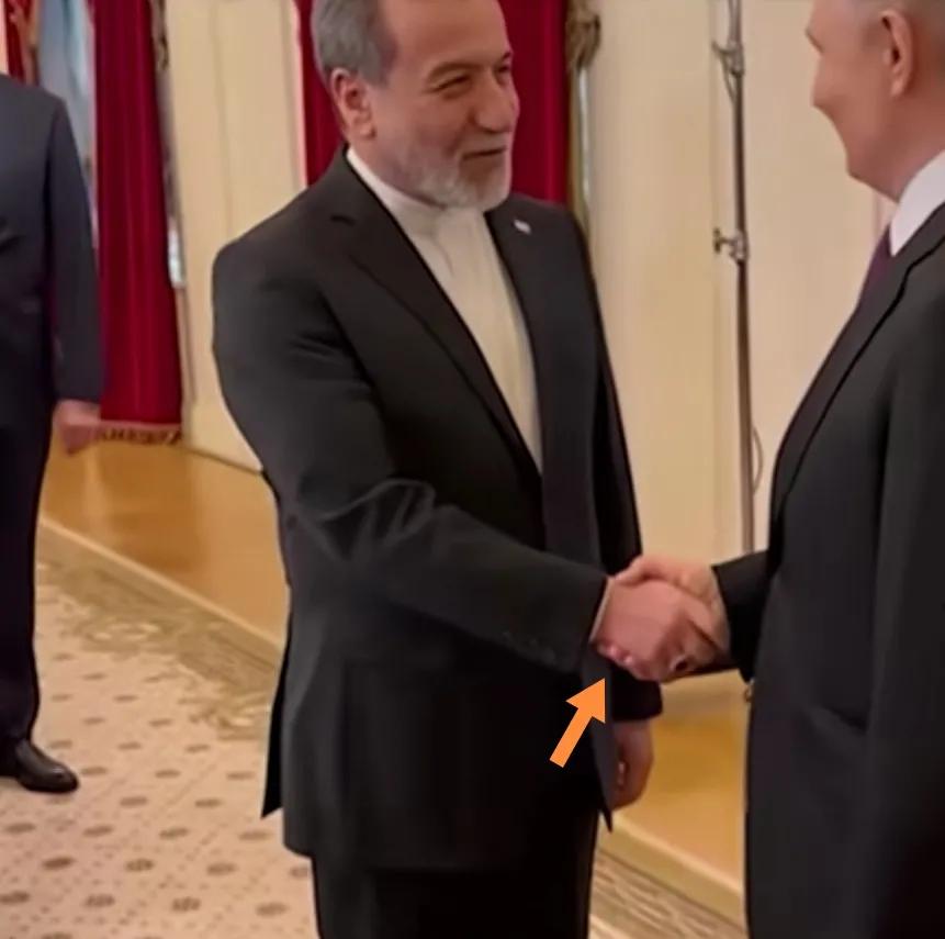 普京在圣彼得堡会见伊朗多名官员，并一一握手。