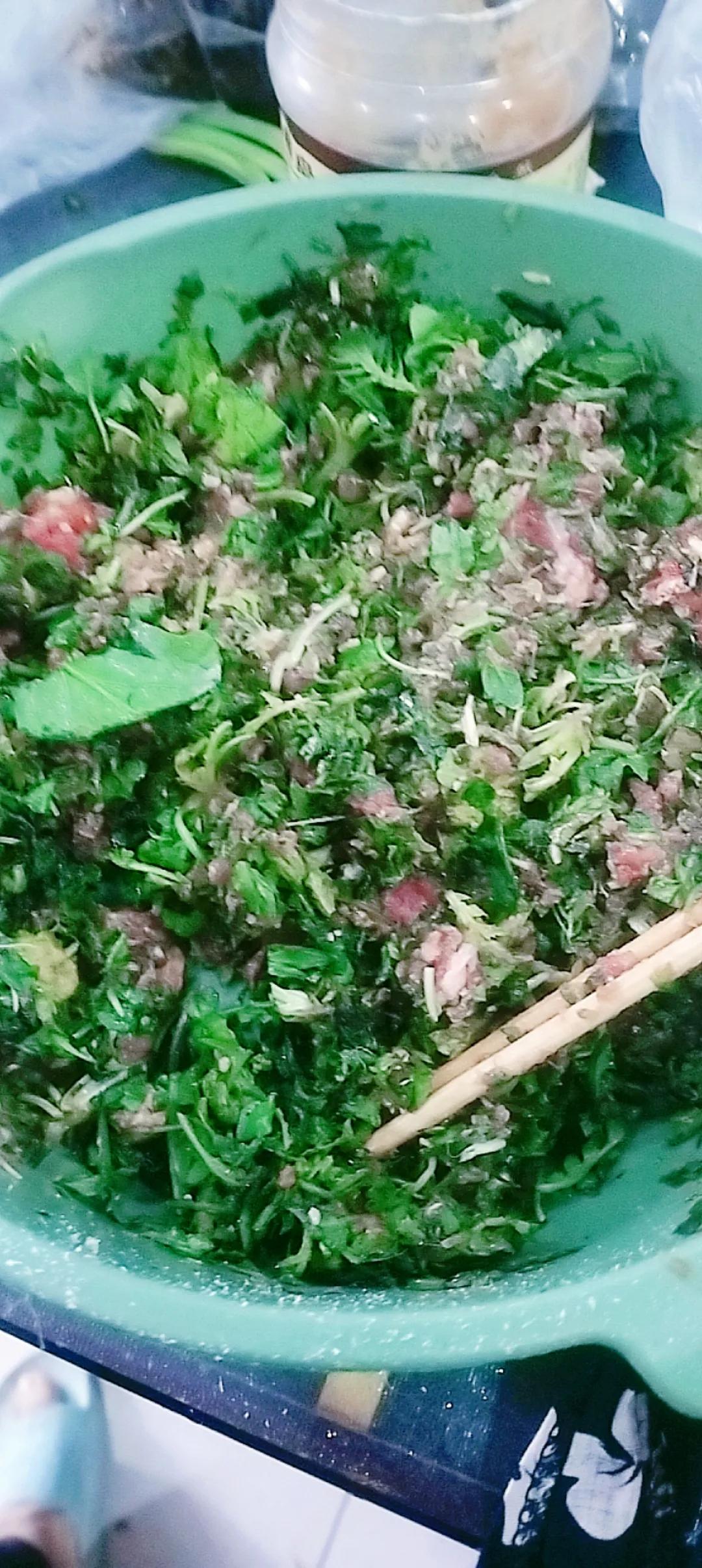 野生荠菜水饺，